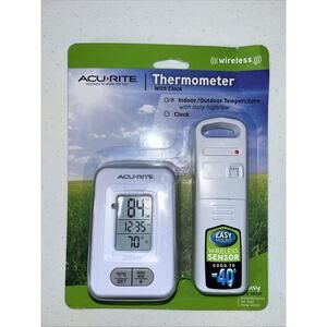 AcuRite Wireless Indoor Outdoor Digital Temperature Thermometer Clock & Memory